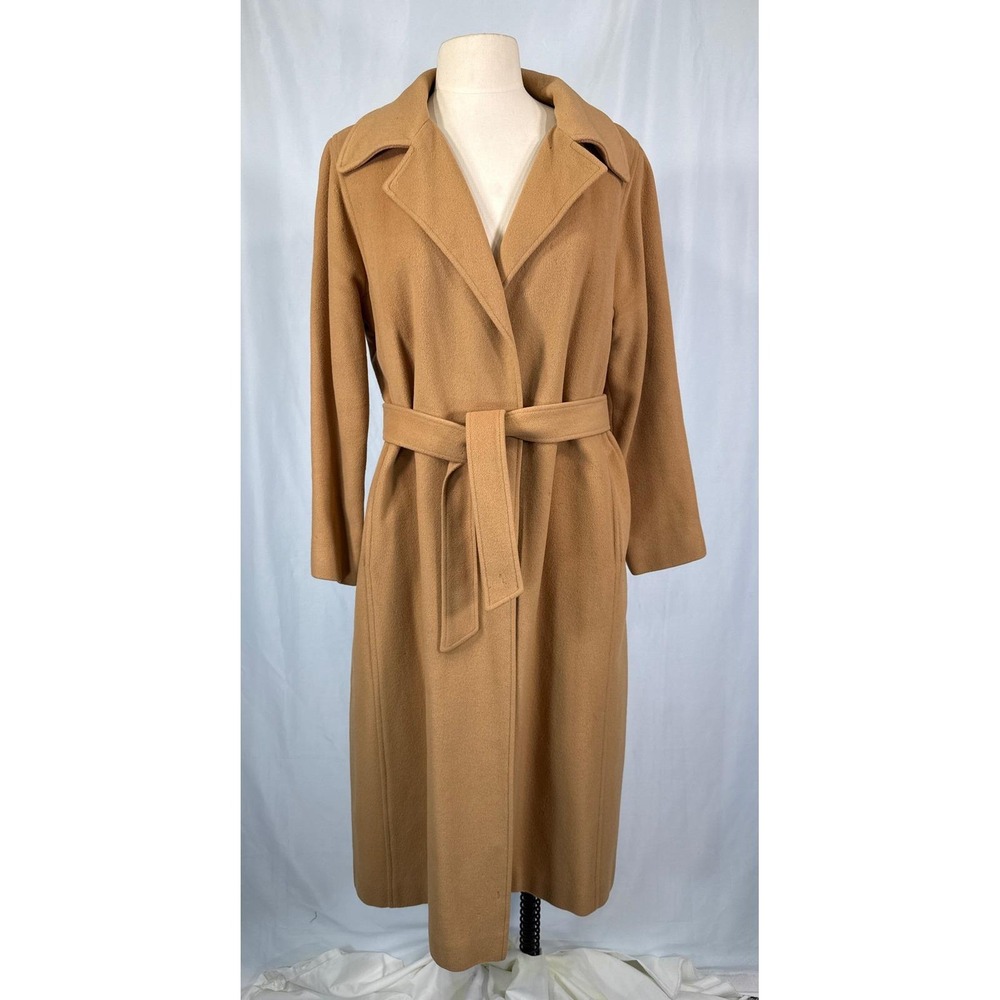 Gino Rossi for Wilson Cashmere Wrap Coat Camel Tan Longline Belted Trench